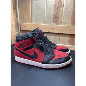 Nike Air Jordan 1 Mid Reverse Banned Gym Red/Black/White 554724-610 Mens Size 13